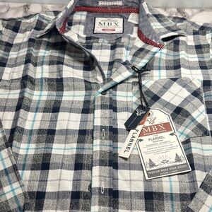 MBX Men's Gray and Blue Plaid Casual Shirt